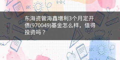 东海资管海鑫增利3个月定开债(970049)基金怎么样，值得投资吗？