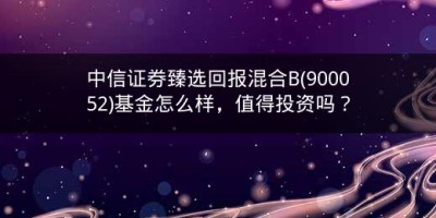 中信证券臻选回报混合B(900052)基金怎么样，值得投资吗？